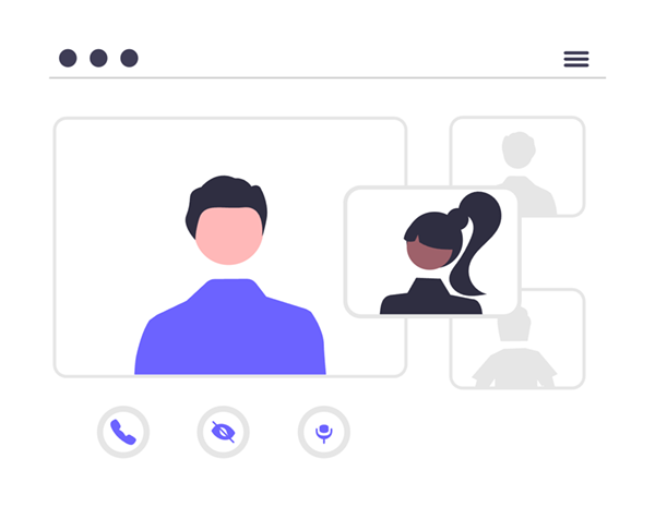 Illustration of two people on a group video call